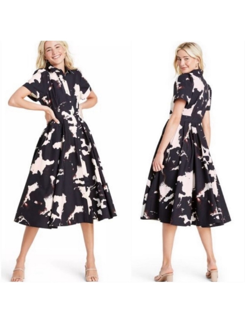Alexie by Target Midi Shirt Dress in Black and White Abstract Print